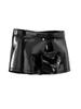Pánské boxerky z PVC kůže Sexy s knoflíkem otevřený rozkrok Erotické spodní prádlo Pánské klubové oblečení Spodní prádlo PU Wetlook Horké šortky
