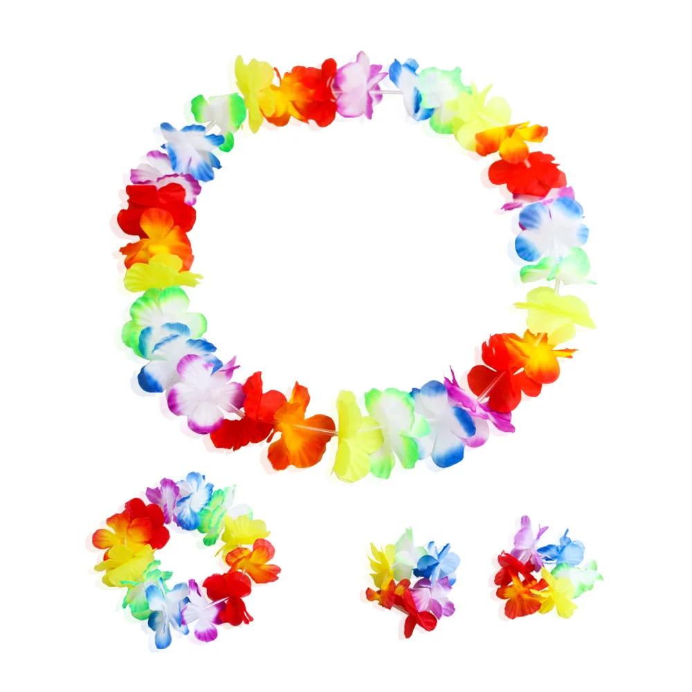 

Гавайские цветы ожерелье повязка на голову гирлянда свадебные украшения пляж тропические гавайские луау леи праздничные принадлежности