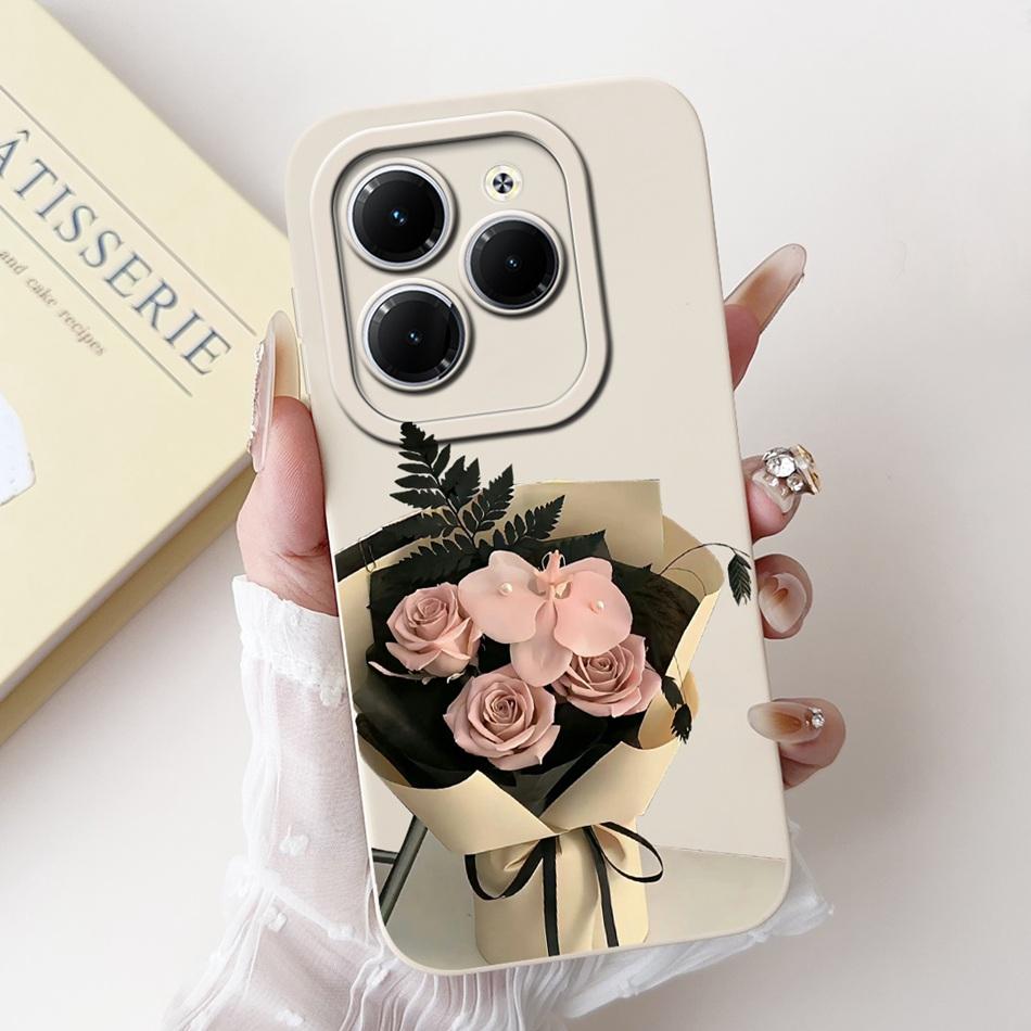 For Infinix Hot 40 40i 40Pro Beautiful Bow Rose Painting Phone Case For Infinix Hot40 40 Pro 40i Soft Silicone Shockproof Cases