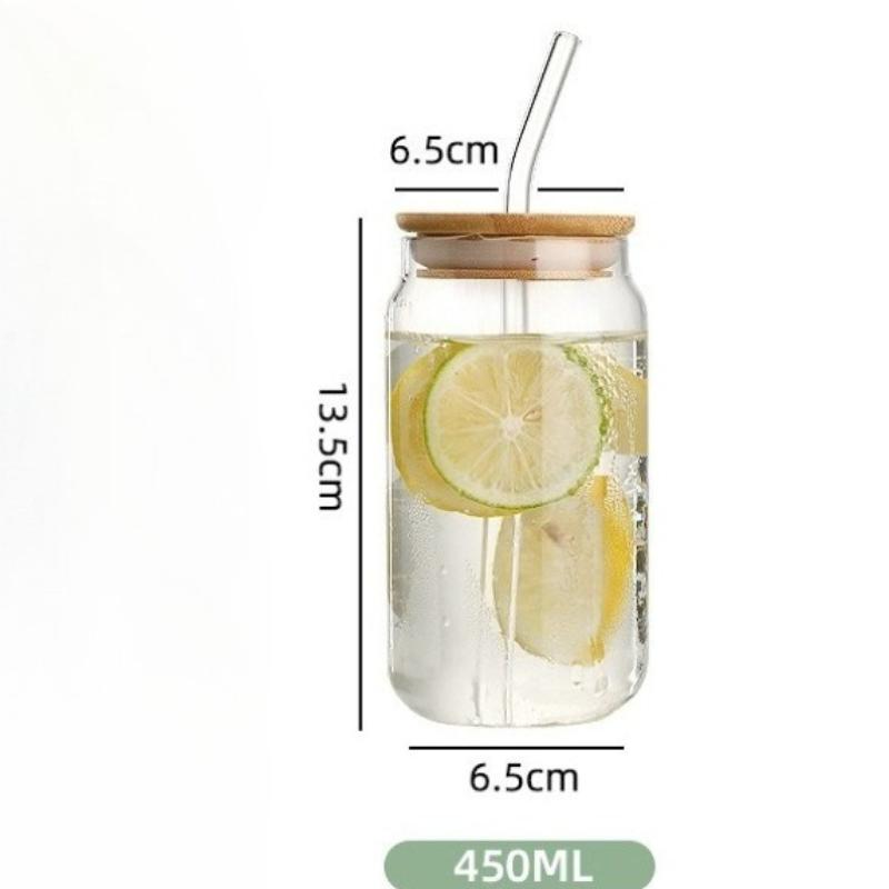 550ml High Temperature Resistant Straw Cup with Lid, Glass High Borosilicate Heat-resistant Glass Cup, Milk Tea Coffee Cola Cup