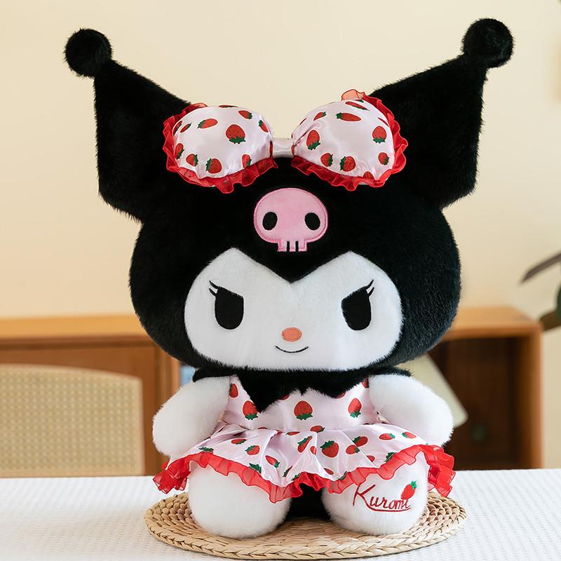 Adorable Strawberry Themed Kuromi Melody Plush Doll Soft Stuffed Toy For Kids Kuromi,30cm