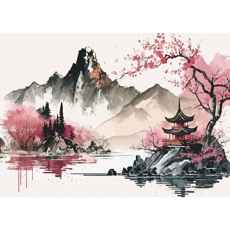 Chinesische Landschaft Paar Vögel Wald Berg Fluss Koi Karpfen Fisch Kunst Poster Drucke Leinwand Malerei Wandkunst Bild Heimdekor
