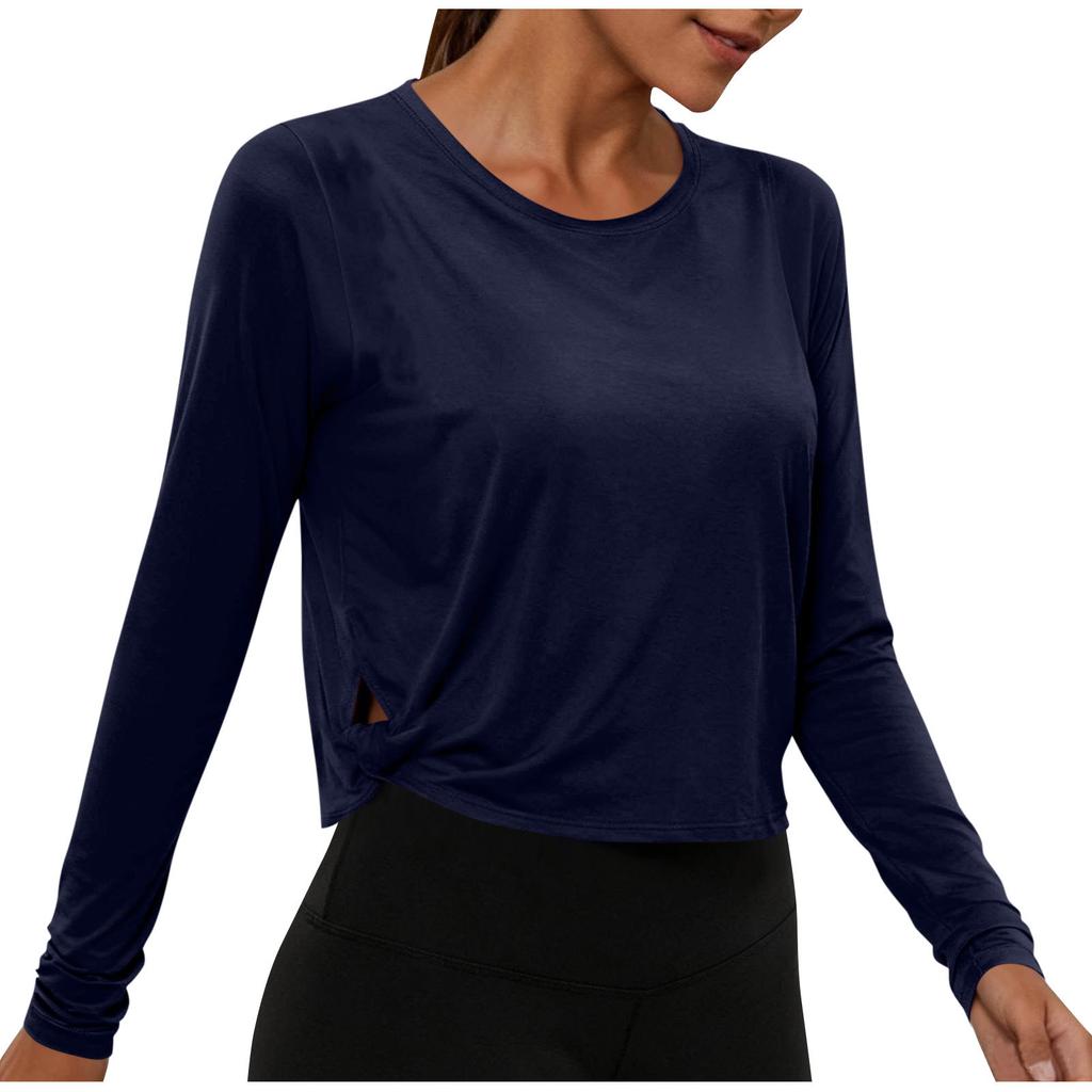 Womens Spring Tops Long Sleeve Crewneck Basic Lightweight Summer Shirts for Women Casual Loose Fit Style Womens Summer Shirts