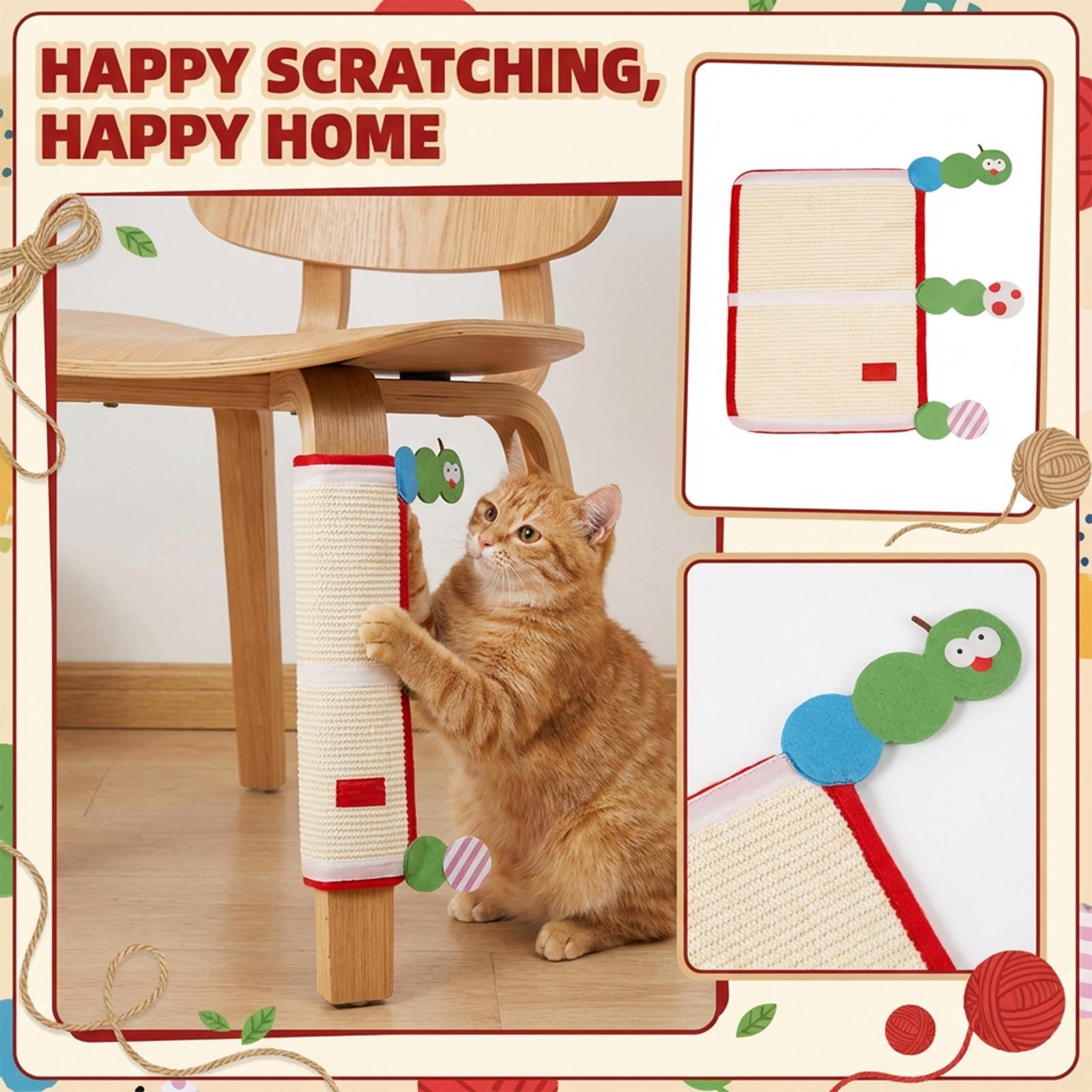 

Cute Caterpillar Cats Scratching Mat - Furniture Protector & Sisal Pad & Chair Legs One Size