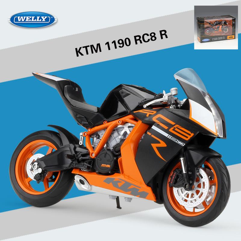 Welly 1/10 KTM 1190 RC8 R Alloy Racing Motorcycle Model Metal Street Cross-country Sports Motorcycle Model Simulation Kids Gifts