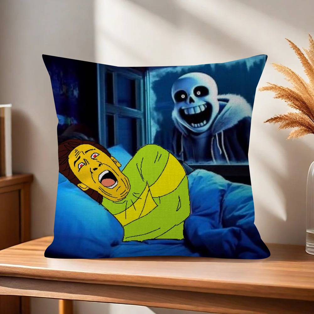 Cute HUndertale SansW Office Cushion Pillowcase Car Cushion CoverXCM Lumbar Pillowcase Sofa Pillowcover
