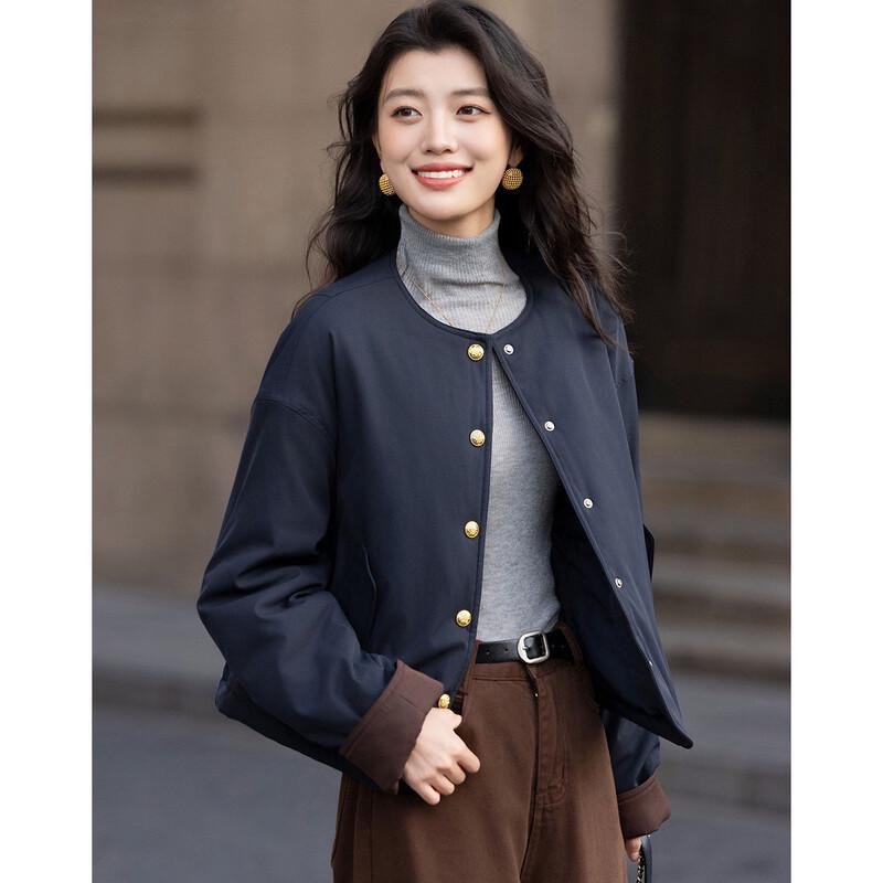 

Demana Winter Urban Round Neck Padded Jacket with Metal Buttons S
