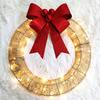 Christmas Metal Light Up Wreath With LED Warm Lights And Ribbon Bow Holiday Decoration