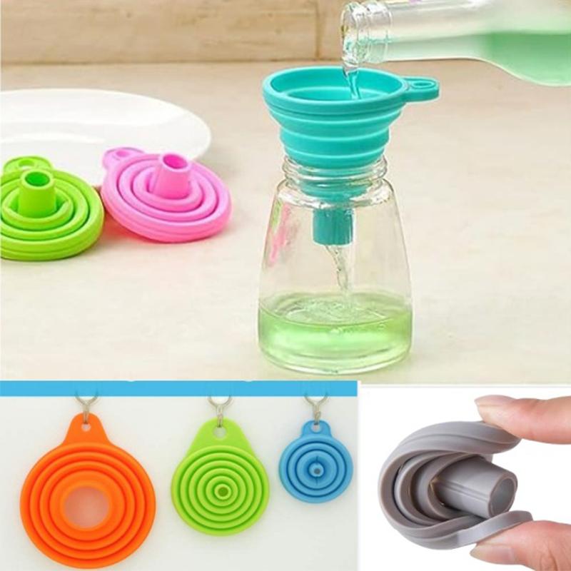 1/2Pcs Silicone Collapsible Foldable Funnel Household Kitchen Gadgets Portable Multifunctional Wine Oil Funnel Kitchen Supplies