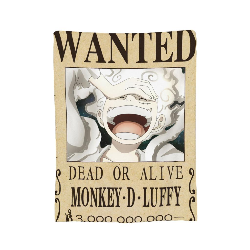 Anime One Piece Wanted Posters Blanket Fleece Decoration  Portable Ultra-Soft Throw Blankets for Bedding Office Bedding Throws