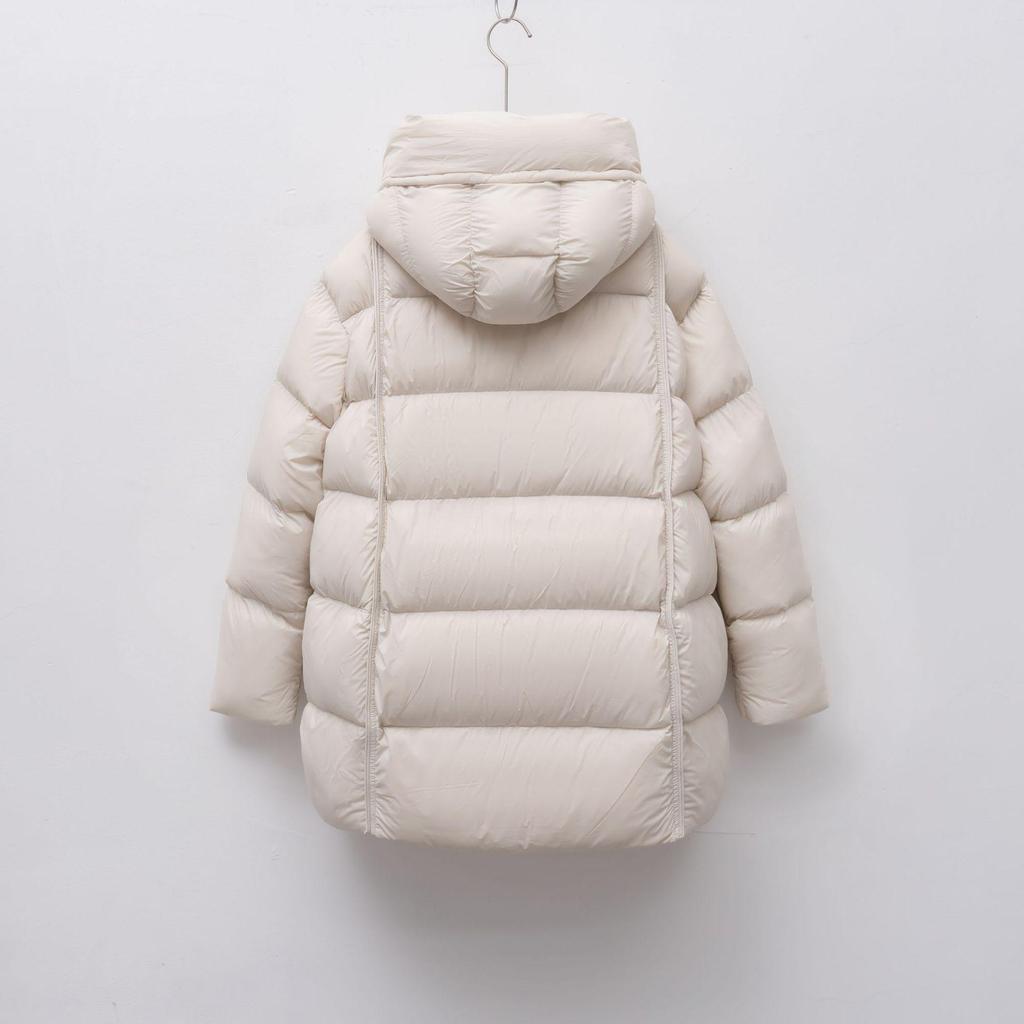 Women's Mid-Length Soft Hooded Goose Down Jacket - Simple Loose Fit