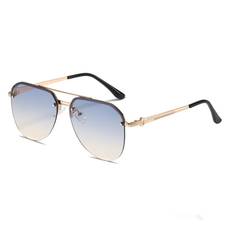 Ladies Double Beam Large Frame Sunglasses New Retro Personality Sun Glasses for Women UV Protection Half Frame Eyeglasses