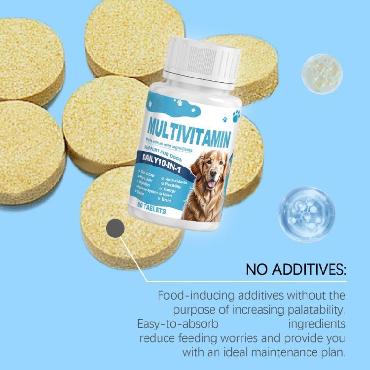 Hundegesundheitsergänzung mit Vitaminen, Mineralstoffen, Aminosäuren 80 Tabletten zur Verbesserung des Immunsystems Für Alle Rassen