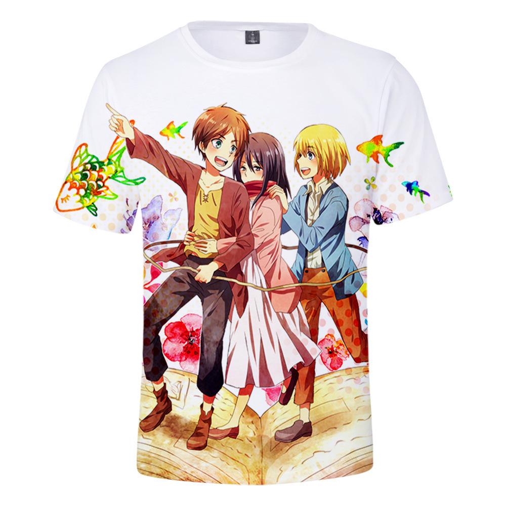 Pánské 3D barevně potištěné tričko s krátkým rukávem se streetovou módou Around The Giant In Summer Anime Attack T-Shirts