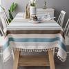 Gestreifte Tischdecke Schlicht Modern Baumwolle und Leinen Stoff Tischdecke Kaffeetischdecke Foto Hintergrundstoff Fleckenrutschfest
