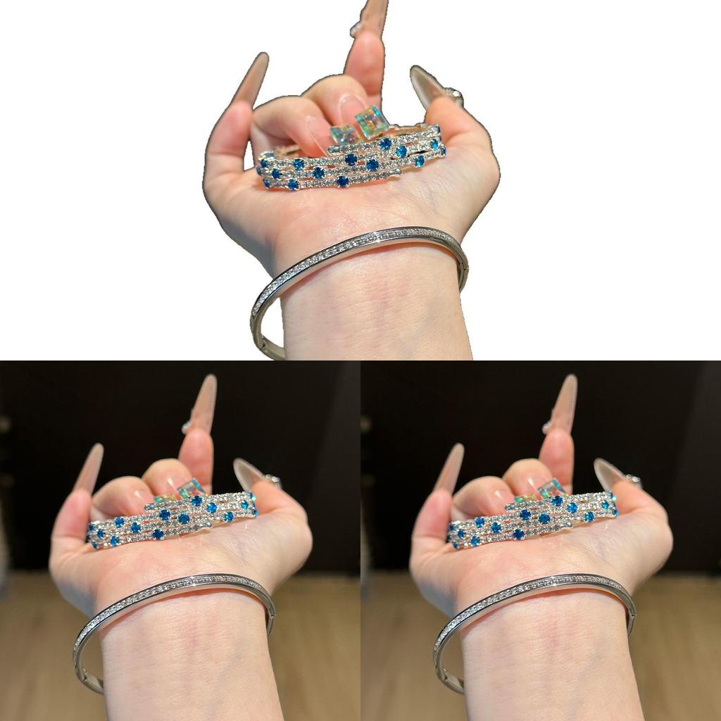 Luxury Zircon Triple Layer Open Bracelet With Flower Accents For Fashionistas And Office Wear