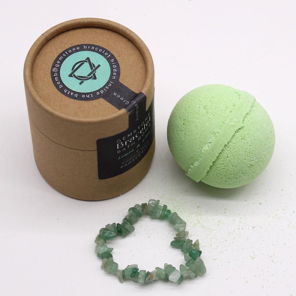 Bath Bomb With Green Aventurine Bracelet Lemon Lime