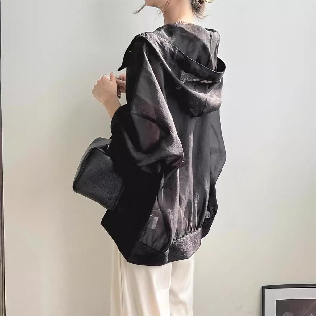Japanese-Style Solid Color Thin Sunscreen New Fashionable Lightweight Hooded Sun Protection Clothing for Women