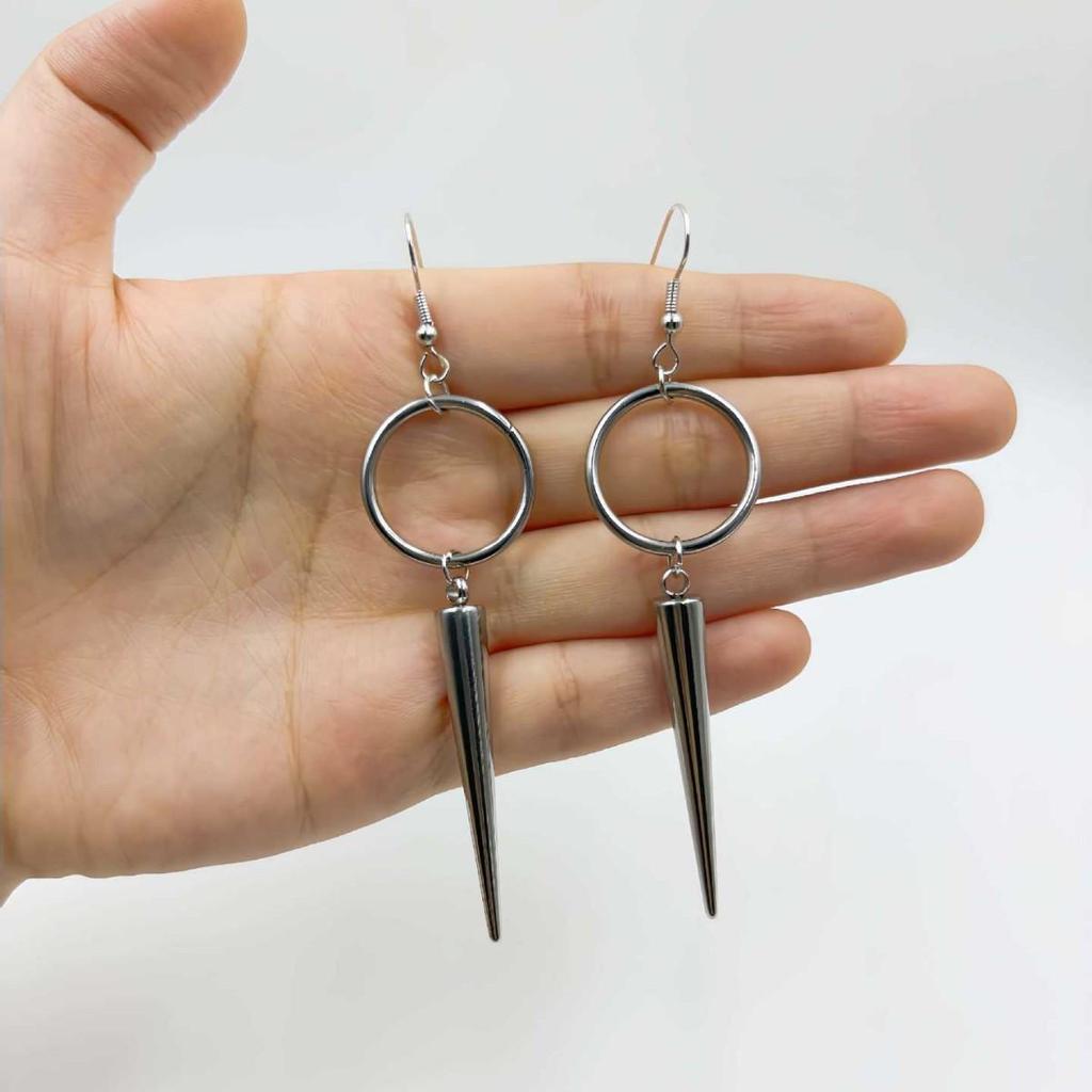 Trendy Punk Hip-Hop Rivet Earrings - Stainless Steel Gothic Street Style Jewelry