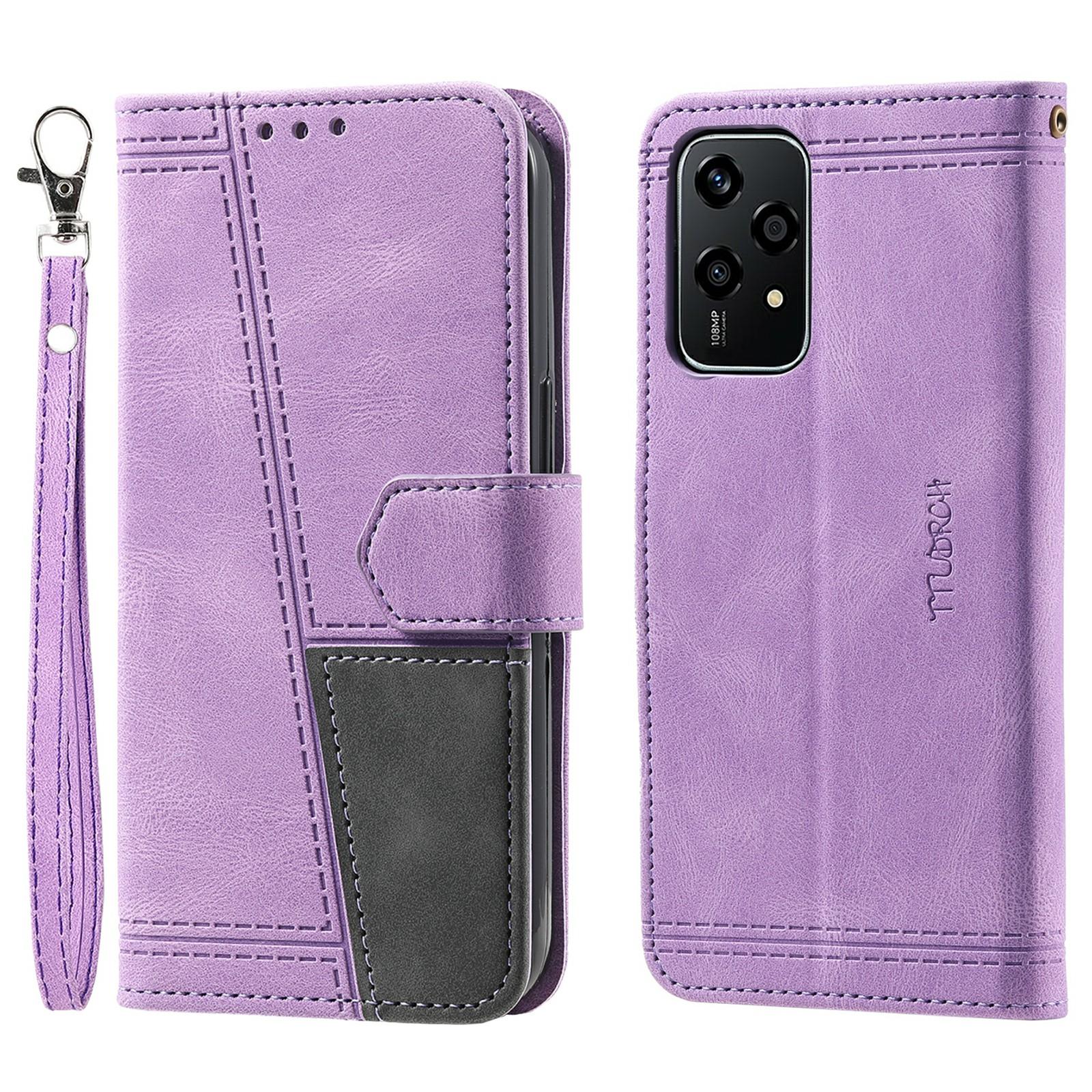 

TTUDRCH Style 004 for Honor 200 Lite Case Leather Magnetic Clasp RFID Blocking Phone Cover Purple