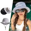 Striped Fisherman Caps Foldable Sun Hat Fashion Women Bucket Hat  Outdoor