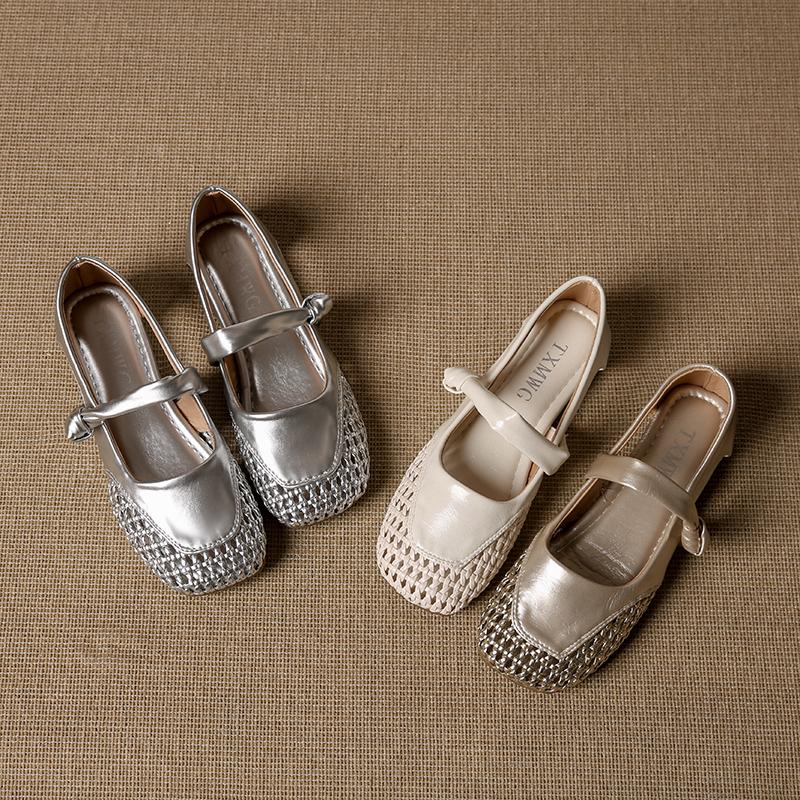 Fashion Summer 2025 New Soft-soled Flats Shoes Round Head Retro Women Hollow Out Women Shoes Fashion Shallow Flat Shoes 659