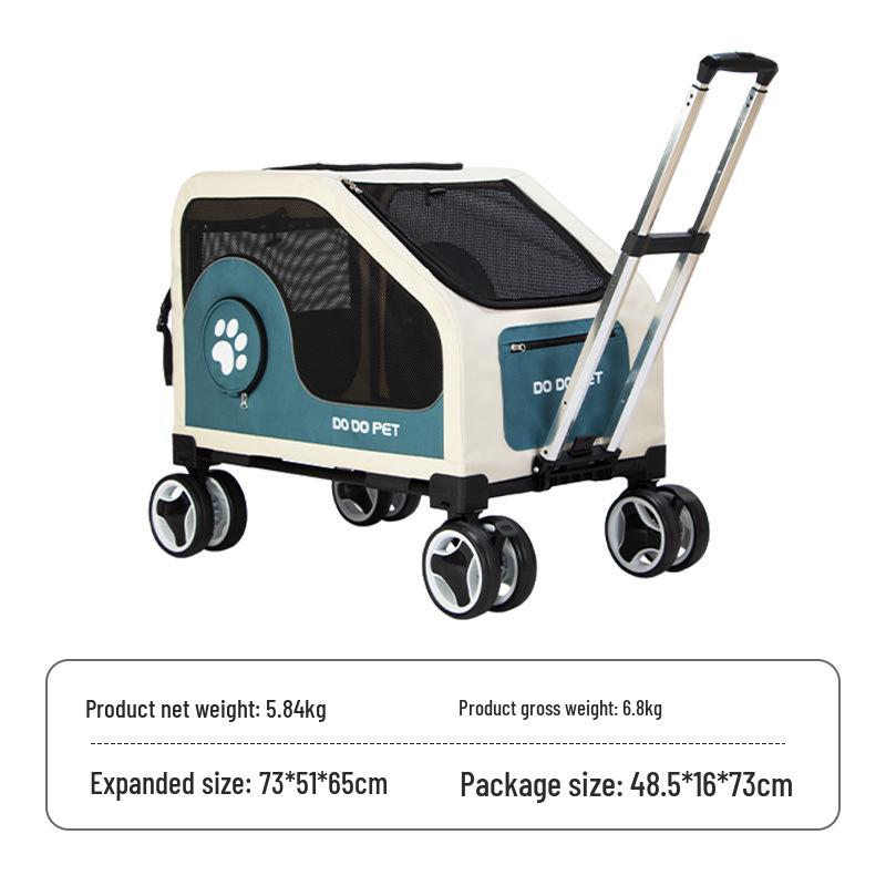 DODOPET Foldable Pet Carrier with Pull Rod for Dogs & Cats морская волна/бежевый
