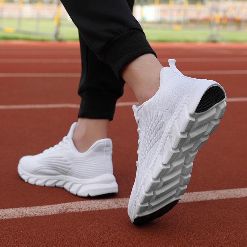 Fashion Spring Flying Knitted Breathable Running Shoes Sports Women Casual Shoes Soft Sole Couples Men And Women Small White Shoes