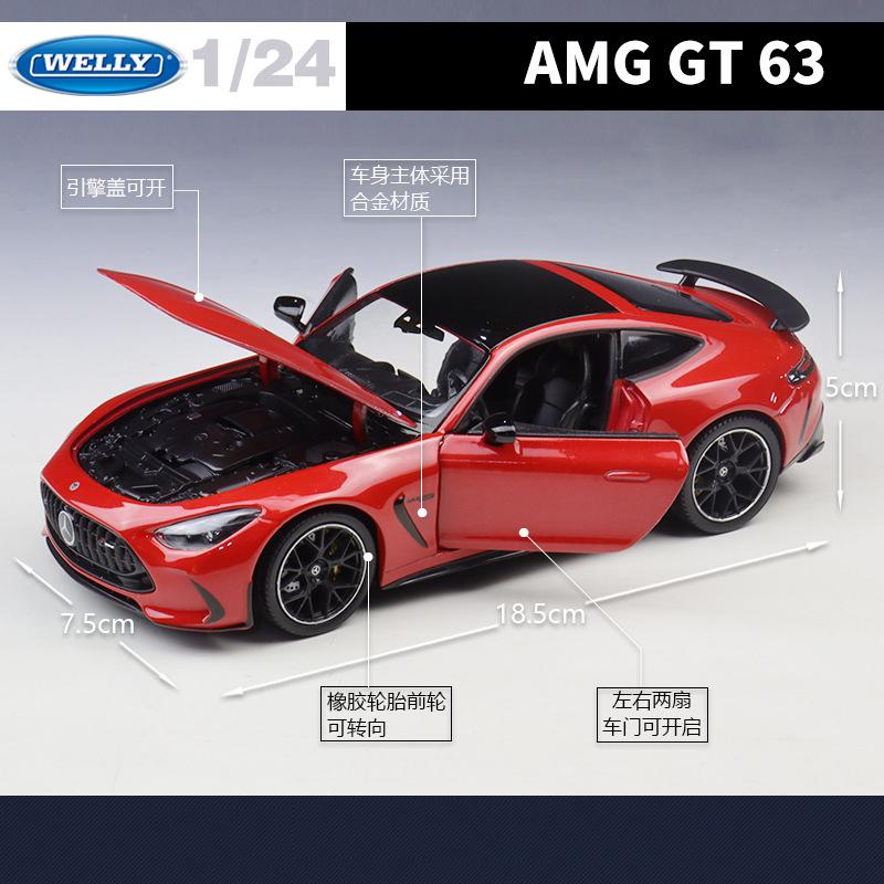 WELLY 1:24 Mercedes-Benz AMG GT 63 Coupe Alloy Sports Car Model Diecast Metal Toy Racing Car Vehicles Model Simulation Kids Gift