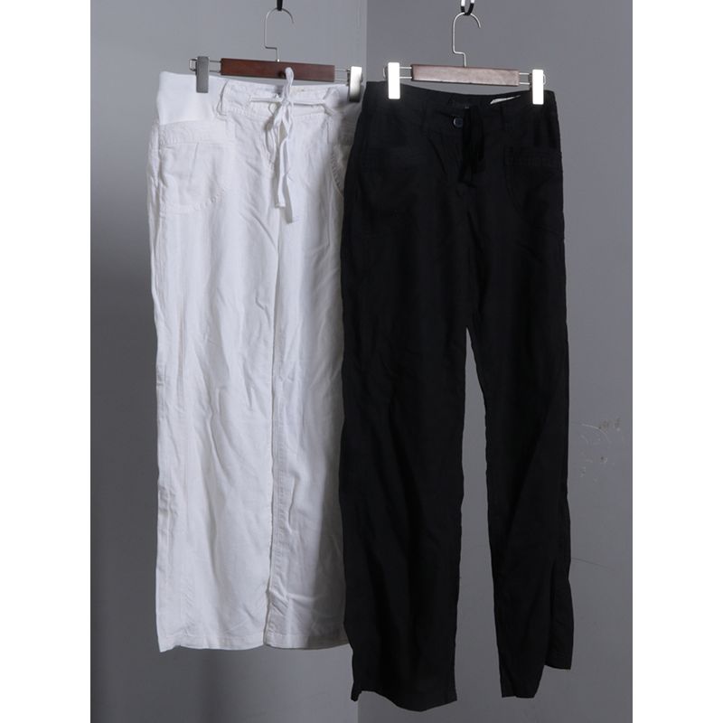 

Брюки палаццо из тенселя белые прямого кроя с высокой посадкой из льна White (long L) Marking code 16 approx. 33