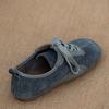 Retro Gray Matte Leather Soft-Soled Soft-Faced German Training Shoes Women'S Autumn And Winter Niche Flat-Bottomed Casual Lace-Up Single Shoes