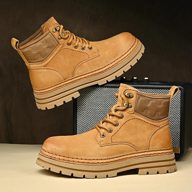 Модные замшевые кожаные мужские мотоциклетные ботинки — фото 6