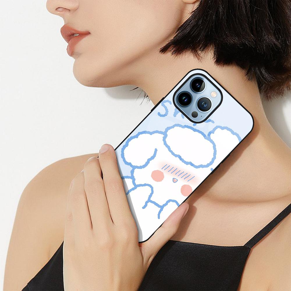 Cartoon Cute Bear Phone Case For Iphone 14 13 11 12 Pro Max Mini Xs Xr X 7 8 6s Plus Se 2022 Tempered Glass Protection Shell