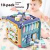 Hexahedron Educational Toys Baby Newborn Meeting Gifts Montessori Early Education Hand Drum, Sound and Light Content [large] Six Sides + Small Key