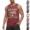 Pánské ležérní tílko bez rukávů s potiskem 250 let Dne nezávislosti, kulatý výstřih, svalové tričko, letní oblečení na cvičení a fitness