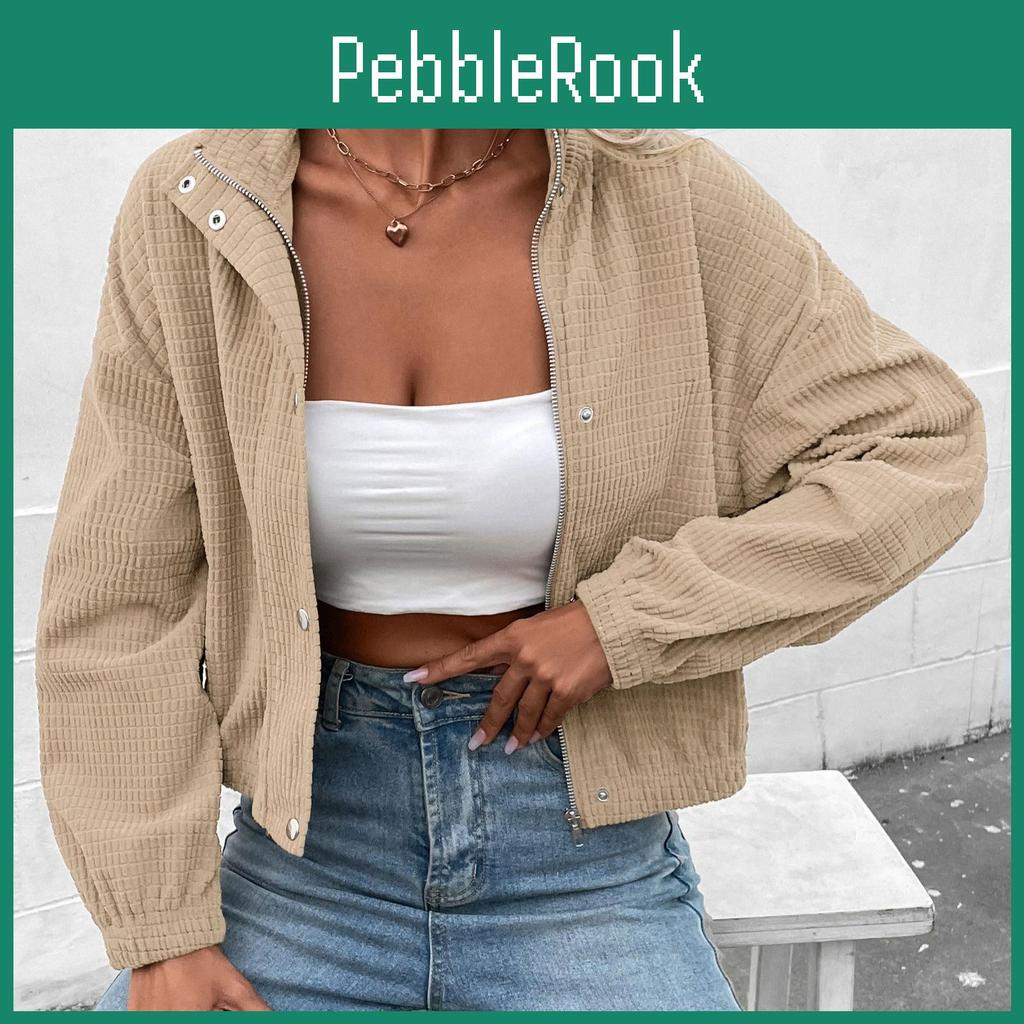Outwear Zipper Corduroy Coat Button Long Sleeve Stand Collar Autumn Womens Clothing Winter Jacket Women Trending Fall Jackets