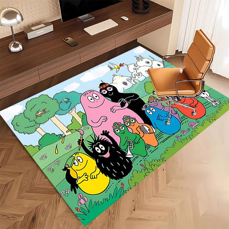 1pc Barbapapa Print Area Rug - Soft, Washable Non-Slip Indoor Mat, Living Room, Home Office Decorative Rug,Office Decorative