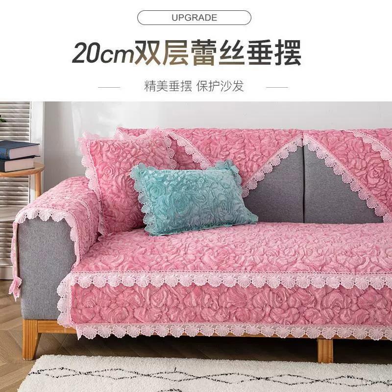 Winter Plush Thickened Rose Velvet Sofa Cushion Seat Cushion Warm And Non-Slip Simple Modern Sofa Cover Cover Cloth Towel