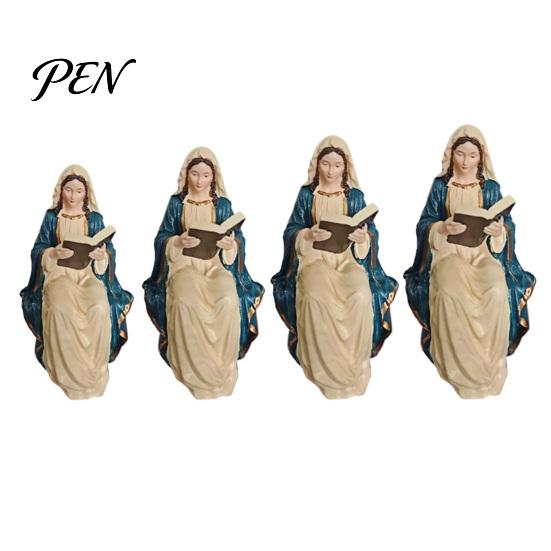 Religieuze Hars Ornamenten Jezus en Maagd Maria Lezen Boekenplank Beeldjes, Zittende Beelden, Christelijke Beelden voor Huisplank Decoratie, Katholieke Beelden