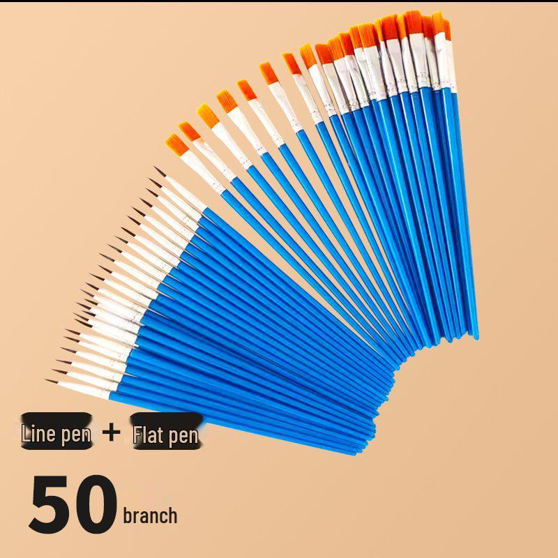 Flat Nylon Brush Set: Oil, Watercolor, Gouache, Acrylic - Ideal for Art, Painting, and Outlining.