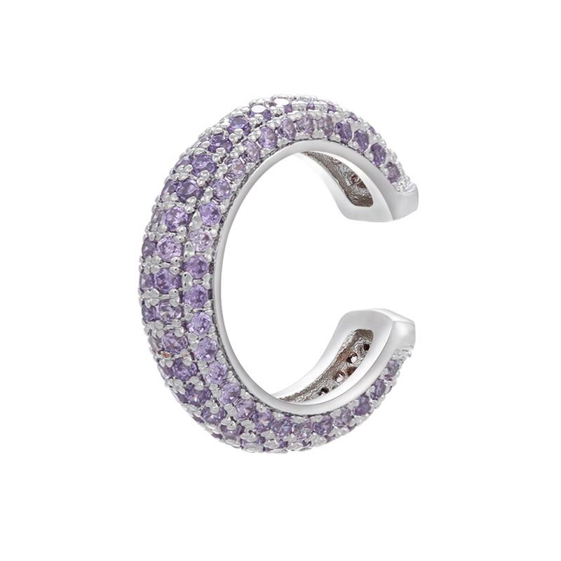 Bead Buckle Jewelry Micro-Inlaid Colored Diamond Ear Bone Clip Color Zirconium Simple Ear Clip Earrings Copper 18K Gold-Plated Ve131