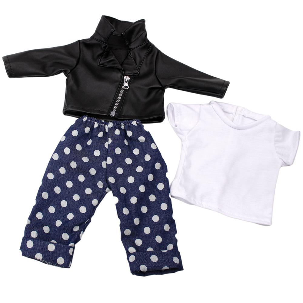 Muñecas Reborn de 43 cm Traje Casual Muñeca Americana Chica de 18 Pulgadas Nuestros y Generación Muñecas Accesorios Ropa Camiseta Pantalones