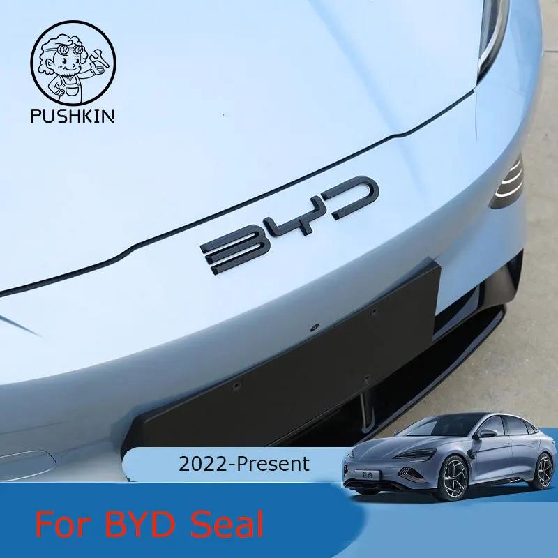 For BYD SEAl EV ATTO 4 2022 2023 2024 Accessories Car Front Bumper Emblem Badge Decal Black Carbon Logo Refit Sticker