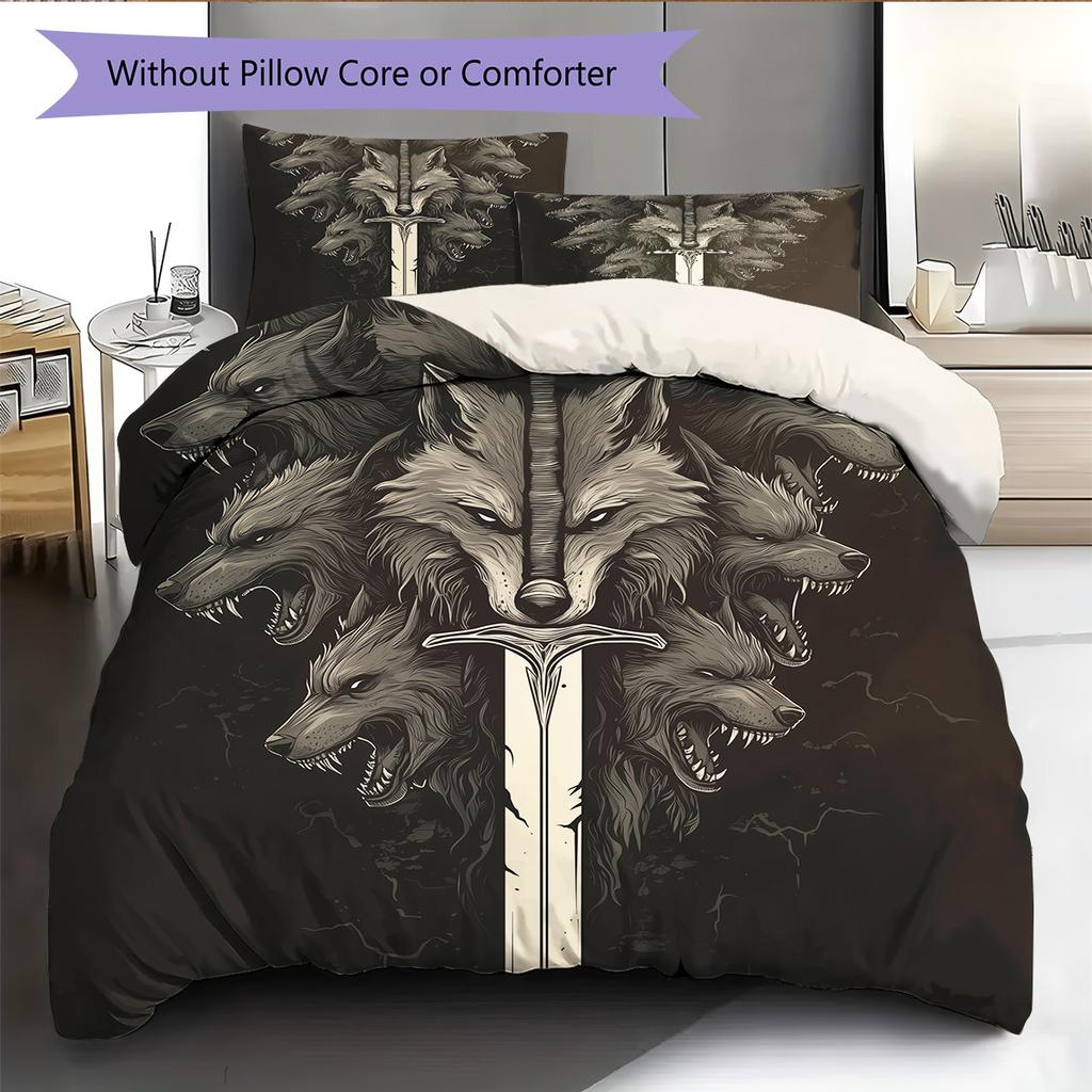 Sword Pattern Bedding Quilt Set Home Decoration Gift (1 * Duvet Cover + 2 * Pillowcase Without Core)