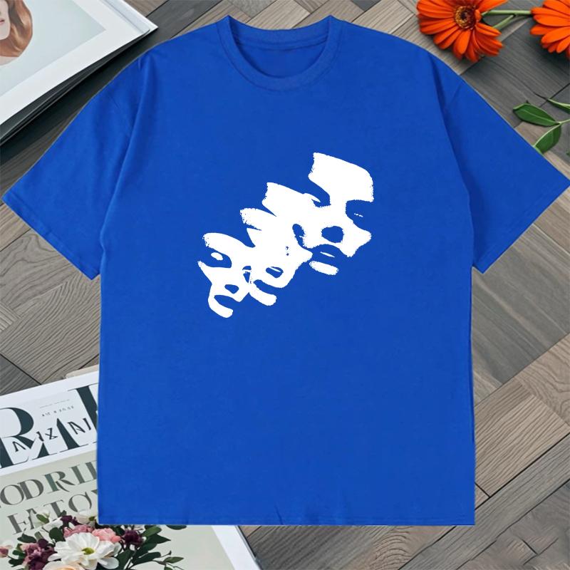 Summer Style Short-Sleeve T-Shirt with Face Print Loose Cotton Loose Trend Fashion Oversized Tee