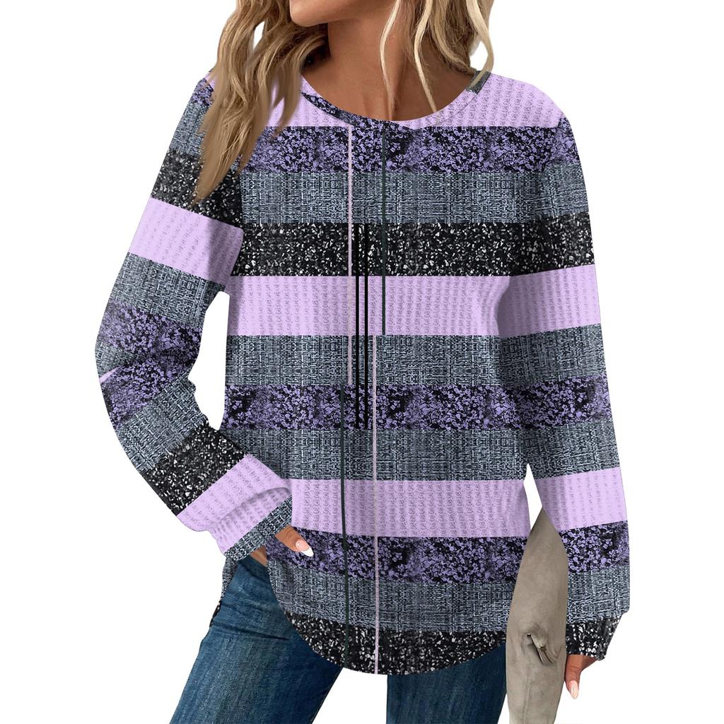 Women's Fashion Casual Loose Round Neck Long-sleeve Printed Top