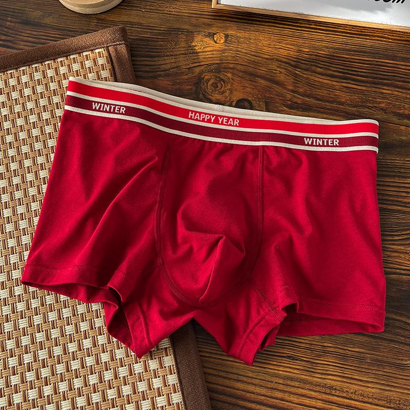 Men's Spring and Summer Year Red Wedding Gift Flat Angle Underwear