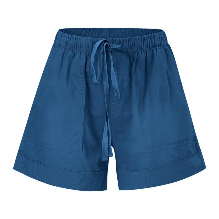 Plus Size Women's Casual Loose Shorts Pants with Elastic Waist Drawstring and Pockets