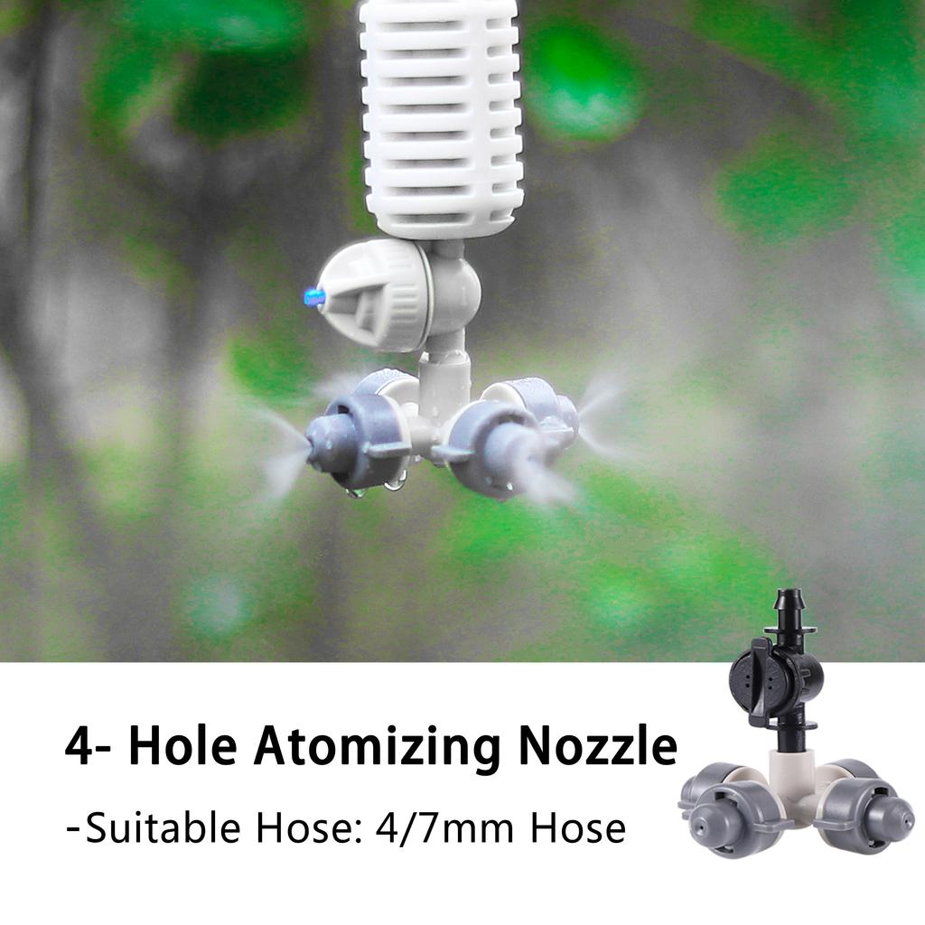 4/7mm Hanging Irrigation Cross Atomizing Nozzle, Drip Irrigation Garden Greenhouse Indoor Humidifier with Valve Anti-Drip Nozzle