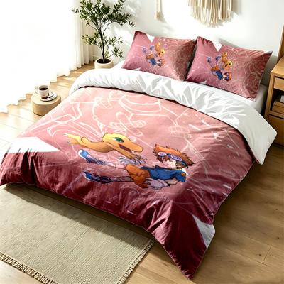 Digimon 3pc Duvet Cover Set Simple Modern Bedding Set Wrinkle Resistant Soft Fabric All Season Use a Perfect Gift
